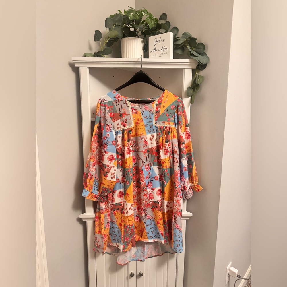 Umgee Multicolor Floral Patchwork Dress